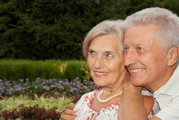 Grappige bejaarde echtpaar in het park — Stockfoto