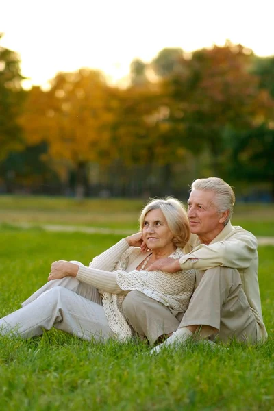 Bella vecchia coppia seduta — Foto Stock