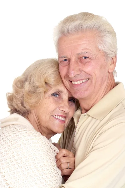 Feliz pareja mayor en un blanco —  Fotos de Stock