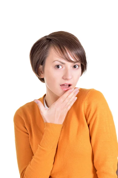 Mädchen posiert in Orange — Stockfoto