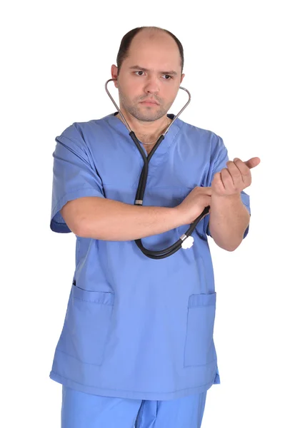 Medico in uniforme blu — Foto Stock