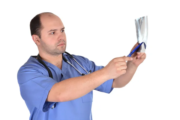 Medico in uniforme blu — Foto Stock