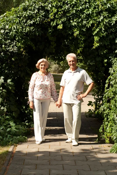 公園で喜んで高齢者のカップル — ストック写真