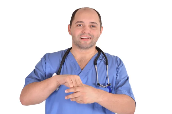 Лікар в синій формі — стокове фото