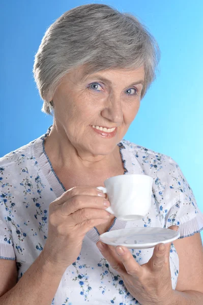 Elderly woman in studio — Stock Photo, Image