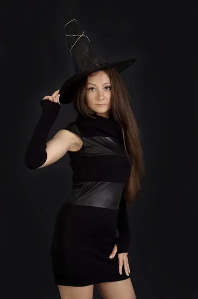 Interesting girl as a witch — Stock Photo, Image
