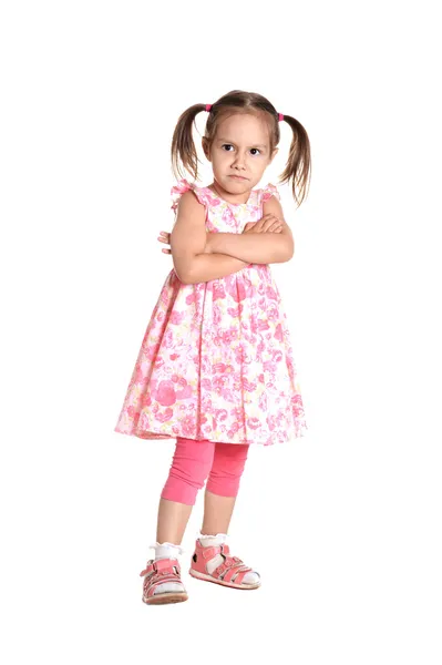 Pembe elbiseli küçük kız — Stok fotoğraf