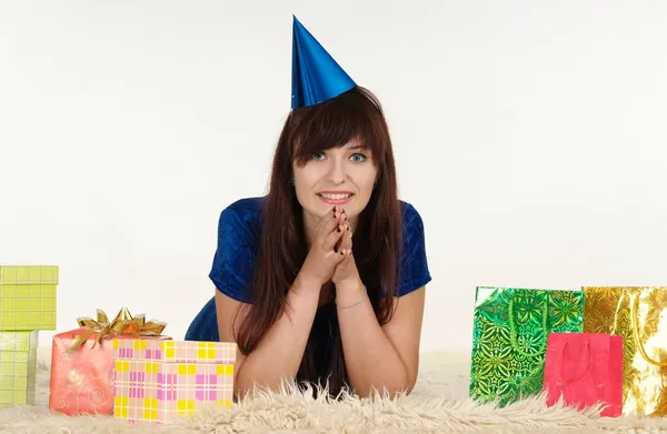 Születésnapját ünneplő nő — Stock Fotó