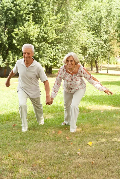 Great elderly couple went to the nature — Stock Photo, Image