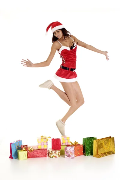 Sexy dívka v obleku santa — Stock fotografie