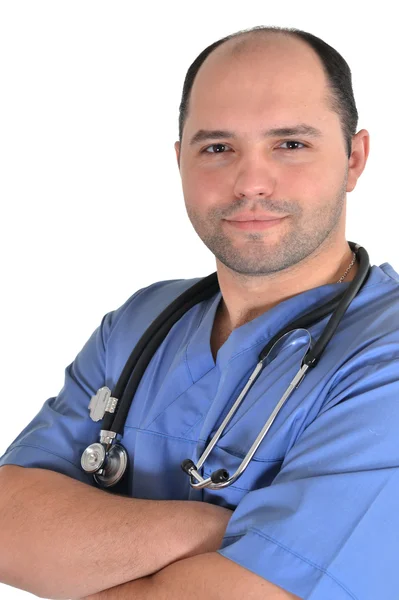 Medico in uniforme blu — Foto Stock