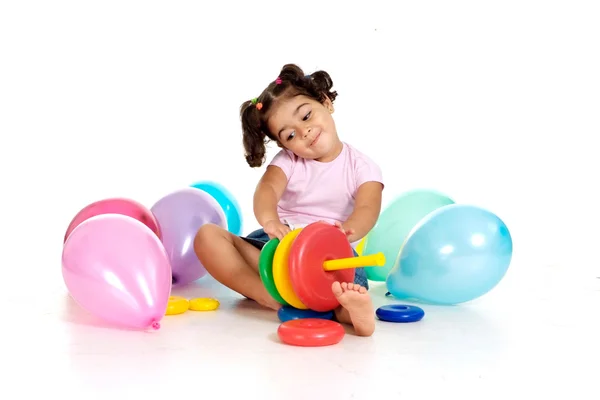 Девушка с игрушкой — стоковое фото
