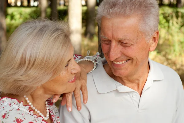 Fine elderly couple in the forest — Stock Photo, Image