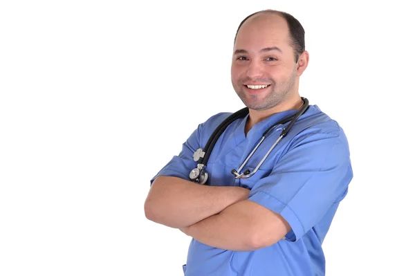 Medico in uniforme blu — Foto Stock