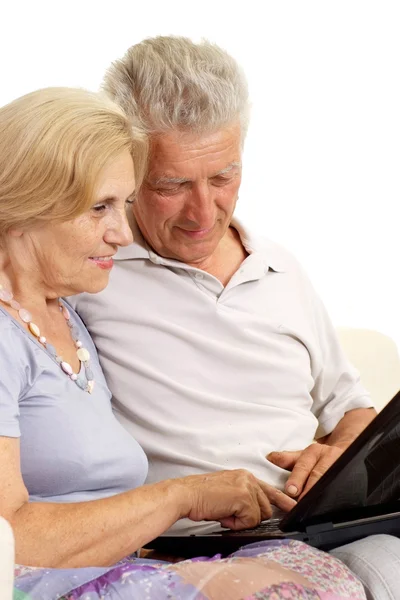 Old couple relaxing at home — Stock Photo, Image