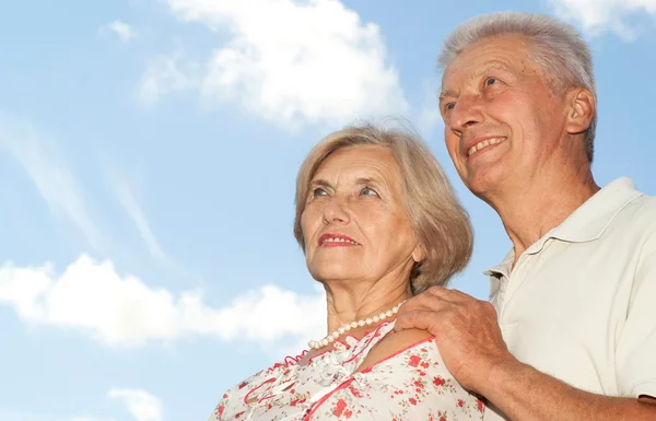 Charming elderly couple went in the nature — Stock Photo, Image