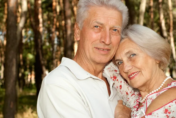 Schattig bejaarde echtpaar in het forest — Stockfoto