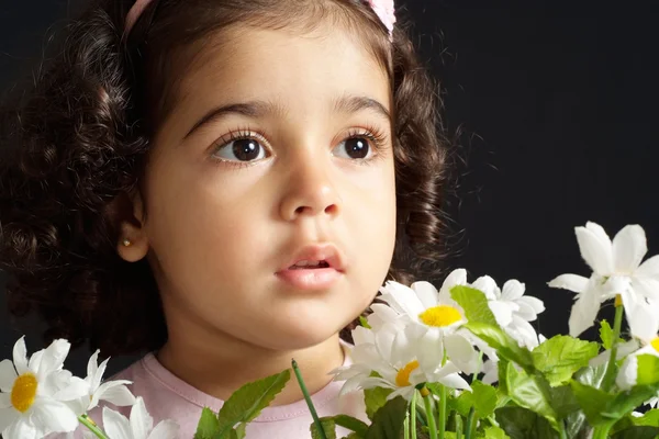 Beautiful girl on a black — Stock Photo, Image