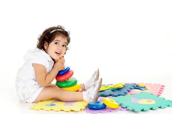 Happy little girl resting at home — Stock Photo, Image