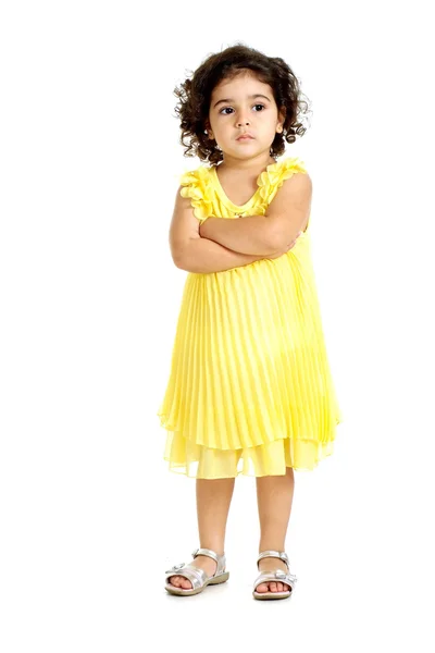 Girl in a yellow dress — Stock Photo, Image