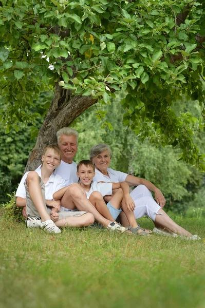 Счастливая семья на свежем воздухе — стоковое фото