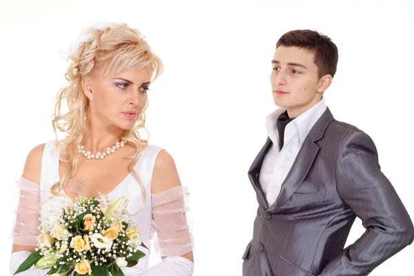 Beauteous bride with her groom — Stock Photo, Image