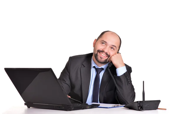 Bom homem de negócios com um laptop — Fotografia de Stock