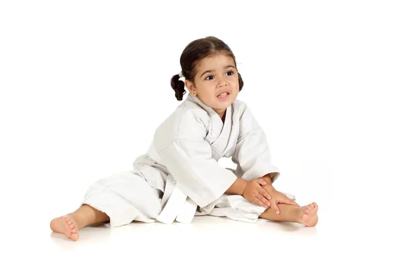 Karate dívka pózuje — Stock fotografie