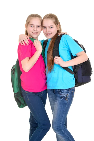 Chicas con mochilas — Foto de Stock