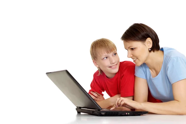 Sweet family in bright T-shirts Stock Photo