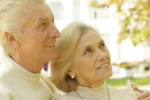 Pareja de ancianos en otoño parque — Foto de Stock