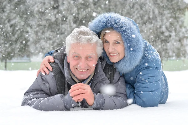 Starszy para w zimie — Zdjęcie stockowe