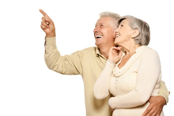 指している高齢者のカップル — ストック写真