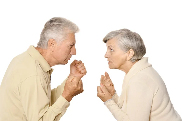 Beau couple âgé sur un blanc — Photo