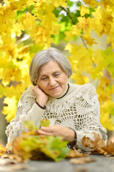 Mujer mayor en otoño —  Fotos de Stock