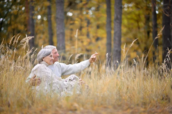 Sonbaharın son sınıf çift — Stok fotoğraf