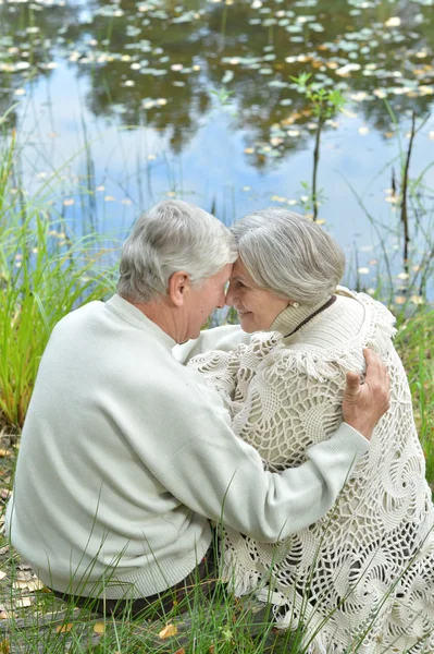 Elderly couple in nature — Stock Photo, Image