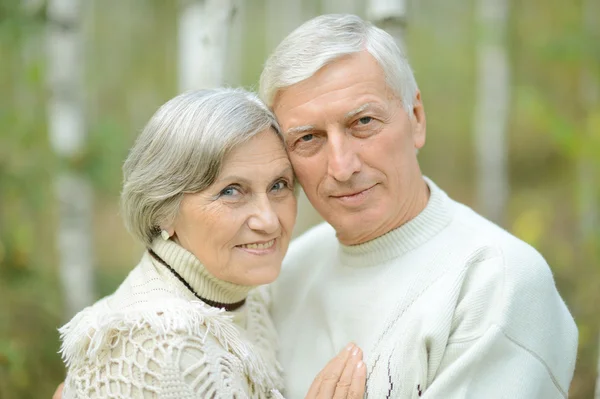Bejaarde echtpaar in bos — Stockfoto