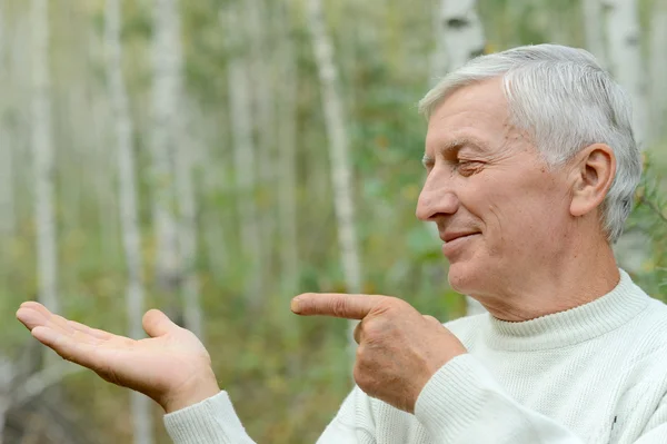 Äldre man pekar — Stockfoto