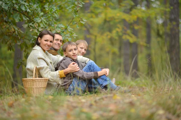 Family of four in park — Stock Photo, Image