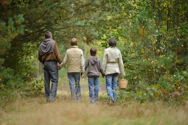 Familj på fyra i park — Stockfoto