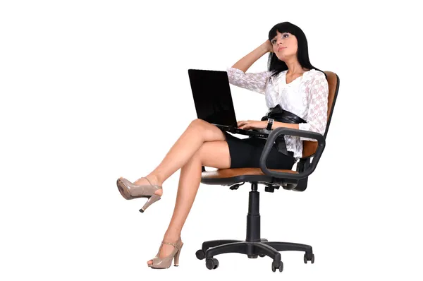 Cute woman on an office chair — Stock Photo, Image