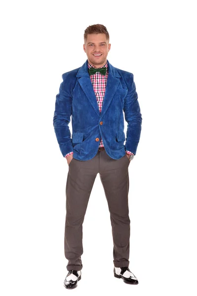 Young man in a blue jacket — Stock Photo, Image