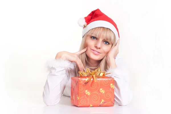 Bionda in cappello di Babbo Natale — Foto Stock