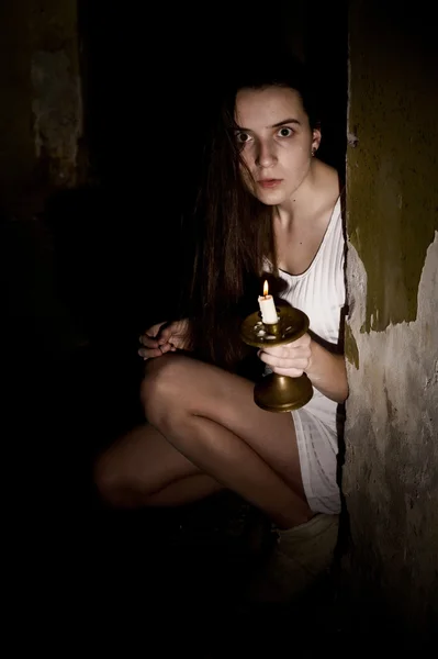 Frightened young woman — Stock Photo, Image