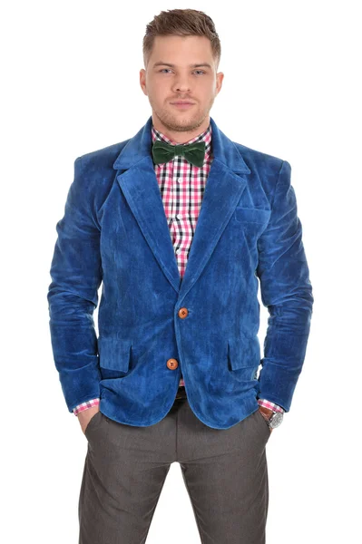 Jonge man in een blauw jasje — Stockfoto