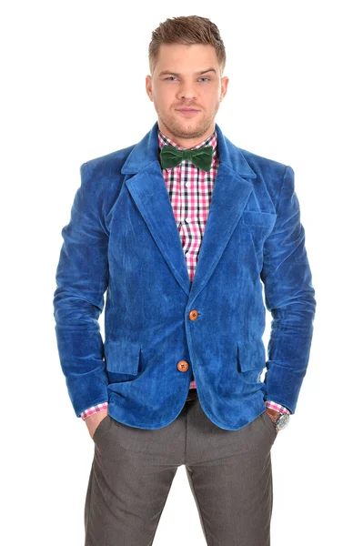 Young man in a blue jacket — Stock Photo, Image