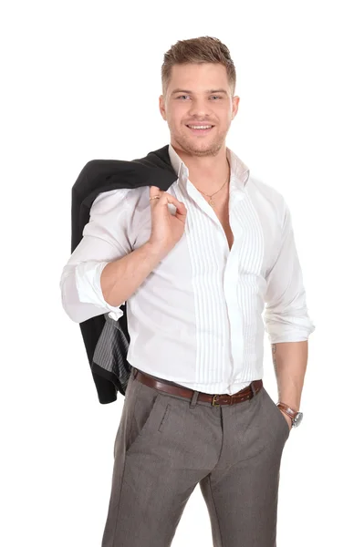 Young man in a light shirt — Stock Photo, Image