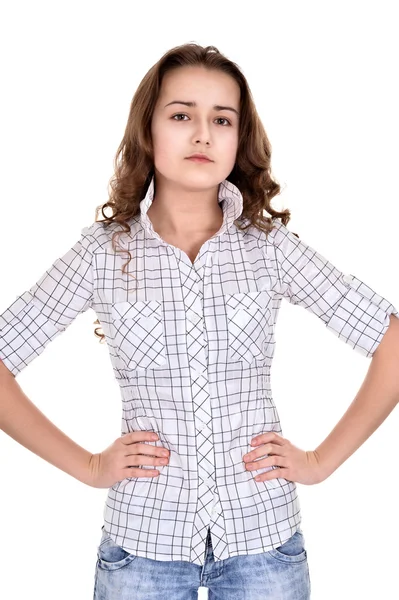 Rizado chica joven en camisa —  Fotos de Stock