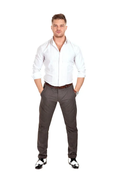 Young man in a light shirt — Stock Photo, Image